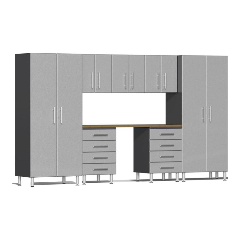 Ulti-MATE Garage Cabinets 8-Piece Cabinet Kit with Bamboo Worktop-UG28082S-Silver-Garage Giant
