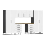 Ulti-MATE Garage Cabinets 8-Piece Cabinet Kit with Bamboo Worktop-UG28082W-White-Garage Giant 