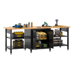 4Dock Heavy-Duty 96 x 30 Industrial Workbench with Cabinet (Black Frame)-WB10B-96RB-Casters Not Needed-Garage Giant 
