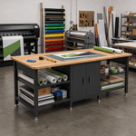 4Dock Heavy-Duty 96 x 30 Industrial Workbench with Cabinet (Black Frame)-WB10B-96RB-Casters Not Needed-Garage Giant 