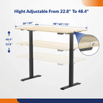 4Dock Electric 60 x 30 Height-Adjustable Industrial Workbench (Black Frame) 