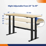 4Dock Electric 72 x 36 Height-Adjustable Industrial Workbench (Black Frame) 