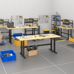 4Dock Electric 90 x 36 Height-Adjustable Industrial Workbench (Grey Frame)-WB2RS-90RB-Garage Giant 