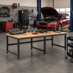 4Dock Heavy-Duty 90 x 48 Industrial Workbench (Black Frame)-WB5B-96RB-Casters Not Needed-Garage Giant 