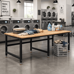 4Dock Heavy-Duty 90 x 48 Industrial Workbench (Black Frame)-WB5B-96RB-Casters Not Needed-Garage Giant 