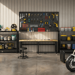 4Dock Heavy-Duty 90 x 48 Industrial Workbench (Black Frame)-WB5B-96RB-Casters Not Needed-Garage Giant 