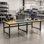 4Dock Heavy-Duty 90 x 48 Industrial Workbench (Black Frame)-WB5B-96RB-Casters Not Needed-Garage Giant 