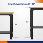 4Dock Heavy-Duty L-Shaped Industrial Workbench with Steel Shelf (Black Frame)-WB5LB-72RB-TTB-Casters Not Needed-Garage Giant 