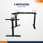 4Dock Electric L-Shaped Height-Adjustable Industrial Workbench (Black Frame)-WB5TB-60RB-Garage Giant 