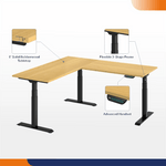 4Dock Electric L-Shaped Height-Adjustable Industrial Workbench (Black Frame)-WB5TB-60RB-Garage Giant 