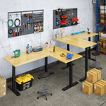 4Dock Electric L-Shaped Height-Adjustable Industrial Workbench (Black Frame)-WB5TB-60RB-Garage Giant 