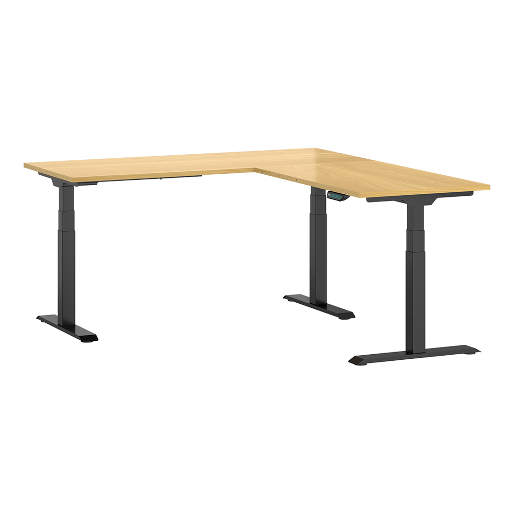 4Dock Electric  Height-Adjustable L-Shaped Industrial Workbench (Black Frame) | Garage Giant