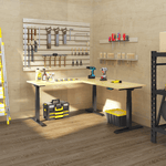 4Dock Electric  Height-Adjustable L-Shaped Industrial Workbench (Black Frame) 