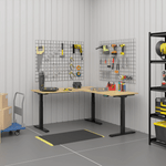 4Dock Electric  Height-Adjustable L-Shaped Industrial Workbench (Black Frame) 