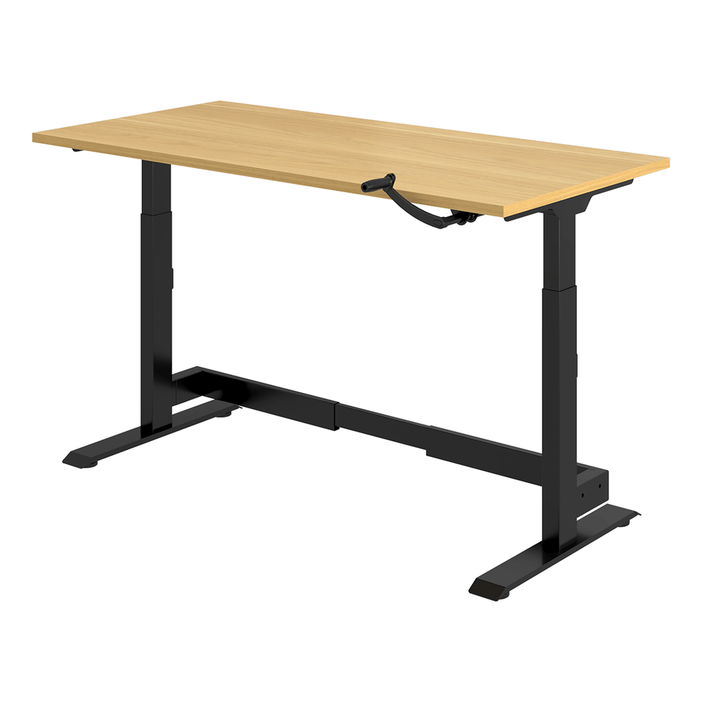 4Dock Manual Hand Crank 60 x 30 Height-Adjustable Industrial Workbench (Black Frame)-WB6B-60RB-Garage Giant