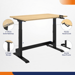 4Dock Manual Hand Crank 60 x 30 Height-Adjustable Industrial Workbench (Black Frame)-WB6B-60RB-Garage Giant 