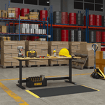 4Dock Manual Hand Crank 60 x 30 Height-Adjustable Industrial Workbench (Black Frame)-WB6B-60RB-Garage Giant 
