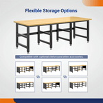 4Dock Heavy-Duty 90 x 34.6 Industrial Workbench with Wood Shelves (Black Frame)-WB7B-90RB-S-Casters Not Needed-Garage Giant 