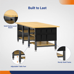 4Dock Heavy-Duty 90 x 34.6 Industrial Workbench with Wood Shelves (Black Frame)-WB7B-90RB-S-Casters Not Needed-Garage Giant 