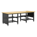 4Dock Heavy-Duty 90 x 34.6 Industrial Workbench with Wire Shelves (Black Frame)-WB7B-90RB-S2-Casters Not Needed-Garage Giant 