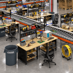 4Dock Heavy-Duty 90 x 34.6 Industrial Workbench with Wire Shelves (Black Frame)-WB7B-90RB-S2-Casters Not Needed-Garage Giant 
