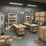 4Dock Heavy-Duty 90 x 34.6 Industrial Workbench with Wire Shelves (Black Frame)-WB7B-90RB-S2-Casters Not Needed-Garage Giant 