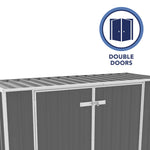 Absco Utility 7.5' x 2.5' Garbage Can Metal Storage Shed - Woodland Gray 