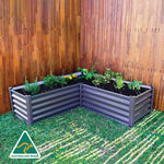 Absco The Organic Garden Co Hakea 4' x 4' x 1' Metal L Garden Bed - Woodland Gray 