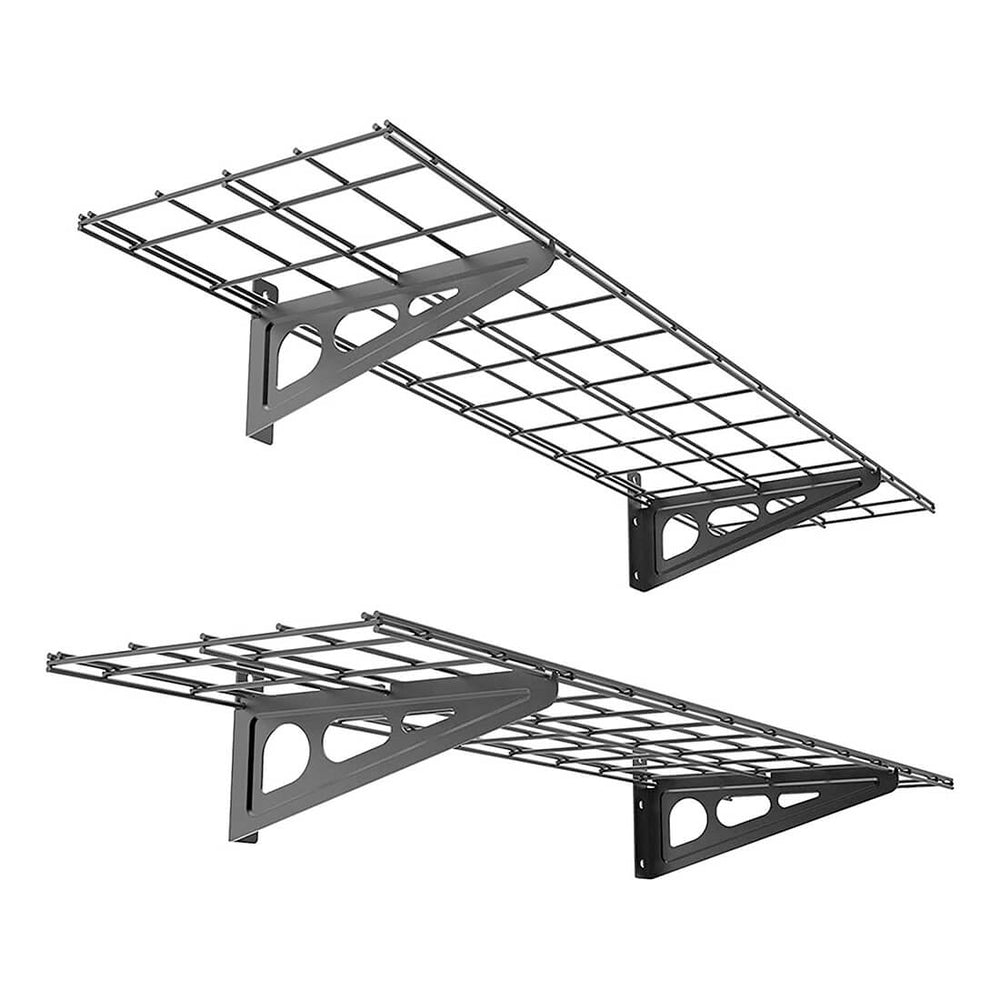 Fleximounts 1' x 4' Black Wall Mounted Shelf (2-Pack)-FLX-WR14B-BLK-Garage Giant