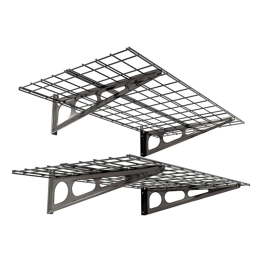 Fleximounts 2' x 4' Black Wall Mounted Shelf (2-Pack)-FLX-WR24B-BLK-Garage Giant