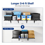 Fleximounts 2' x 6' Black Pro Wall Mounted Shelf (2-Pack)-FLX-WR26MB-BLK-Garage Giant 