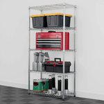 SafeRacks 14" x 30" x 60" 5-Tier Wire Rack (Zinc)-WS-301460-Z5-Garage Giant 