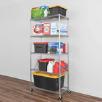 SafeRacks 18" x 36" x 72" Rolling 5-Tier Wire Shelving Rack (Zinc)-WS-361872-ZW5-Garage Giant 