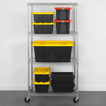 SafeRacks 24" x 36" x 72" Rolling 4-Tier Wire Shelving Rack (Zinc)-WS-362472-ZW4-Garage Giant 