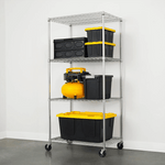 SafeRacks 24" x 36" x 72" Rolling 4-Tier Wire Shelving Rack (Zinc)-WS-362472-ZW4-Garage Giant 