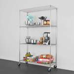 SafeRacks 18" x 48" x 72" Rolling 4-Tier Wire Shelving Rack (Zinc)-WS-481872-ZW4-Garage Giant 