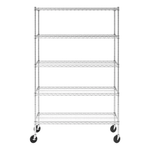 SafeRacks 18" x 48" x 72" Rolling 5-Tier Wire Shelving Rack (Zinc)-WS-481872-ZW5-Garage Giant 