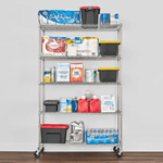 SafeRacks 18" x 48" x 72" Rolling 5-Tier Wire Shelving Rack (Zinc)-WS-481872-ZW5-Garage Giant 