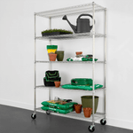 SafeRacks 18" x 48" x 72" Rolling 5-Tier Wire Shelving Rack (Zinc)-WS-481872-ZW5-Garage Giant 