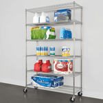 SafeRacks 18" x 48" x 72" Rolling 6-Tier Wire Shelving Rack (Zinc)-WS-481872-ZW6-Garage Giant 