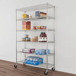 SafeRacks 18" x 48" x 72" Rolling 6-Tier Wire Shelving Rack (Zinc)-WS-481872-ZW6-Garage Giant 