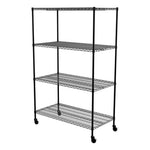 SafeRacks 24" x 48" x 72" Rolling 4-Tier Wire Shelving Rack (Black)-WS-482472-BW4-Garage Giant 