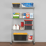SafeRacks 24" x 48" x 72" Rolling 4-Tier Wire Shelving Rack (Zinc)-WS-482472-ZW4-Garage Giant 