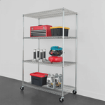 SafeRacks 24" x 48" x 72" Rolling 4-Tier Wire Shelving Rack (Zinc)-WS-482472-ZW4-Garage Giant 