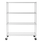 SafeRacks 18" x 60" x 72" Rolling 4-Tier Wire Shelving Rack (Zinc)-WS-601872-ZW4-Garage Giant 