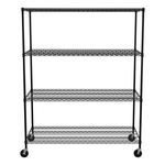 SafeRacks 24" x 60" x 72" Rolling 4-Tier Wire Shelving Rack (Black)-WS-602472-BW4-Garage Giant 