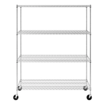 SafeRacks 24" x 60" x 72" Rolling 4-Tier Wire Shelving Rack (Zinc)-WS-602472-ZW4-Garage Giant 