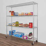 SafeRacks 18" x 72" x 72" Rolling 4-Tier Wire Shelving Rack (Zinc)-WS-721872-ZW4-Garage Giant 