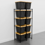 SafeRacks 12 Gallon Storage Bin Rack (Black)-WS-BR12-B5-Garage Giant 