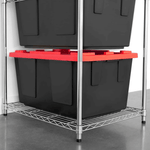 SafeRacks Storage Bin Rack with Red Lid Bins (Zinc)-WS-BR27-Z5-BR5PK-Combo-Garage Giant 